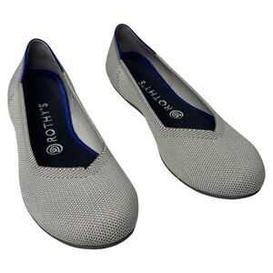 Rothy’s The Flat Flax Birdseye Gray & Cream Knit Size 8.5